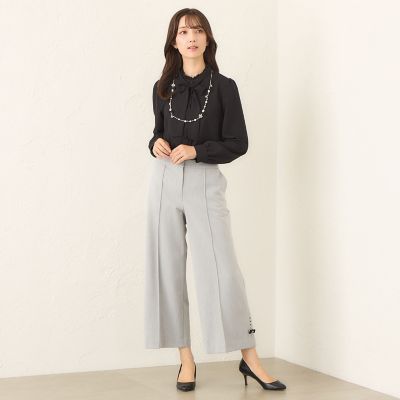 バックサテンジョーゼット ネックフリルブラウス | TO BE CHIC (Women