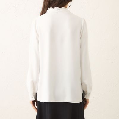 バックサテンジョーゼット ネックフリルブラウス | TO BE CHIC (Women