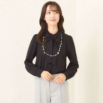 バックサテンジョーゼット ネックフリルブラウス | TO BE CHIC (Women