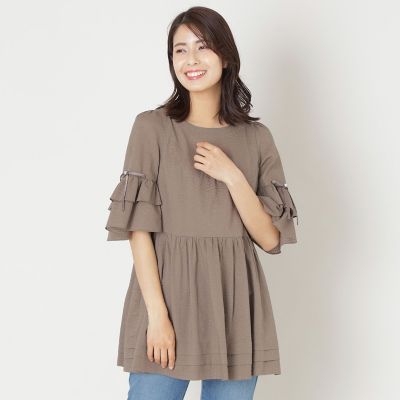 トゥービーシックウェーブローン　スリーブフリルチュニック ウェーブローン スリーブフリルチュニック | TO BE CHIC (Women