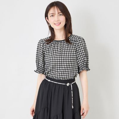 シアーギンガム フロントギャザーブラウス | TO BE CHIC (Women