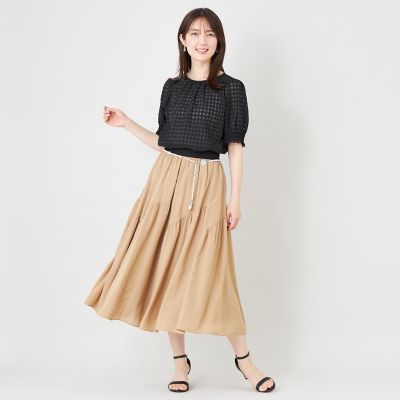 完売品✨YOKOCHAN フロントギャザーブラウス 38 ホワイト シアーギンガム フロントギャザーブラウス | TO BE CHIC (Women