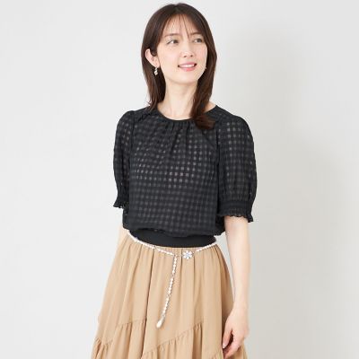 シアーギンガム フロントギャザーブラウス | TO BE CHIC (Women