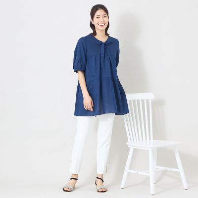 新品　TO BE CHIC　ティアードフレアチュニックＭ水色サンプル31900円 ウェーブローン エアリーティアードチュニック | TO BE CHIC (Women