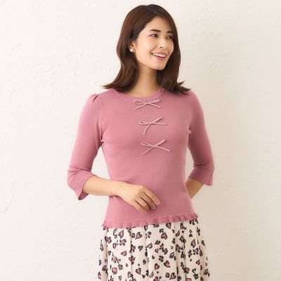 ＜TO BE CHIC (Women)＞ビジュー＆リボン　ニット