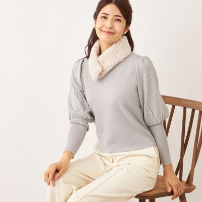＜TO BE CHIC (Women)＞ドットパールスリーブ　ニット