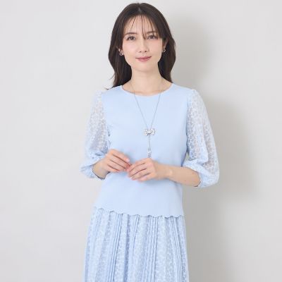 ＜TO BE CHIC (Women)＞ジャカードレースコンビ　ニットプルオーバー