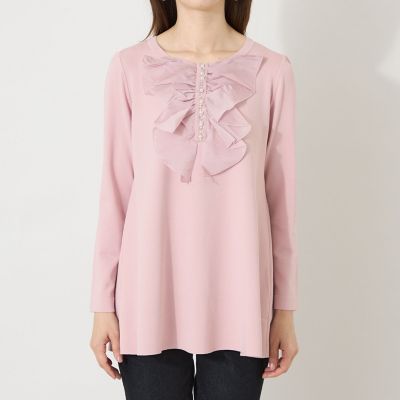 レーヨンナイロン ビジュー ラッフル ニットチュニック | TO BE CHIC