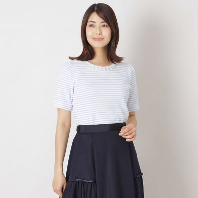 ＜TO BE CHIC (Women)＞ふくれジャカード　ボーダーニット