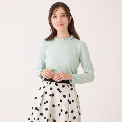 ＜TO BE CHIC (Women)＞レーヨンモール　フリルハイネックニット