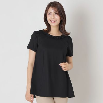 ＜TO BE CHIC (Women)＞タックリボン＆ビジューネック　チュニック