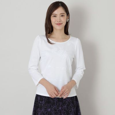 ＜TO BE CHIC (Women)＞ハイゲージポンチモチーフ　カットソー