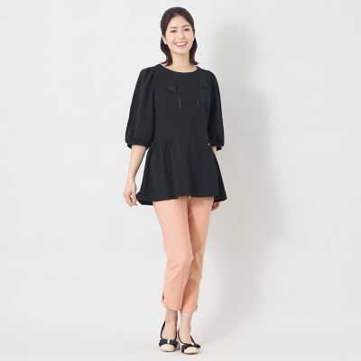 I539/美品 TO BE CHIC ニットブラウス チュニック ペプラム 46 TO BE CHIC - I539/美品 TO BE CHIC ニットブラウス チュニック