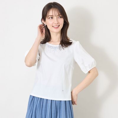 ＜TO BE CHIC (Women)＞ビジュー＆ホットフィックス　カットソー