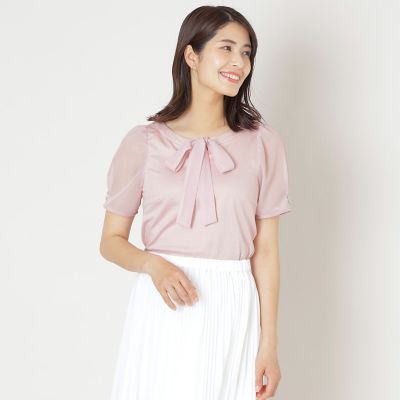 ＜TO BE CHIC (Women)＞リボンネック　スリーブコンビカットソー