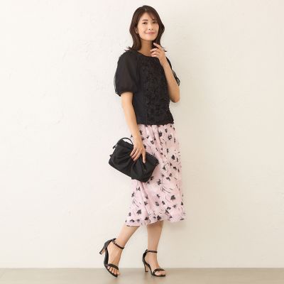 新品☆トゥービーシックのお花モチーフ付きボーダーカットソー 手洗いOK・接触冷感】切り替えボーダーカットソー（56123603