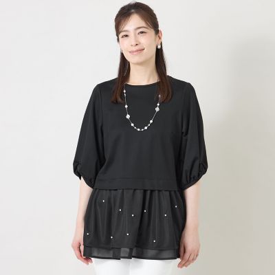 トゥービーシック　ビジュー　チュニック　40 シアーアクセント パールビジューチュニック | TO BE CHIC (Women