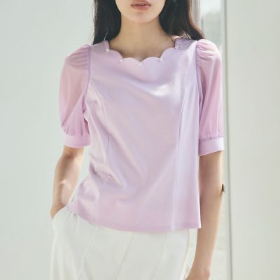スカラップ×シアースリーブ プルオーバー | TO BE CHIC (Women)/トゥー 