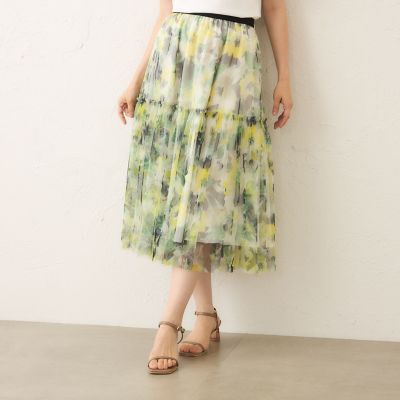 ＜TO BE CHIC (Women)＞ぼかしフラワー　ティアードスカート