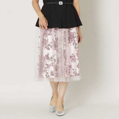 ＜TO BE CHIC (Women)＞チュールレイヤーフラワープリント　スカート