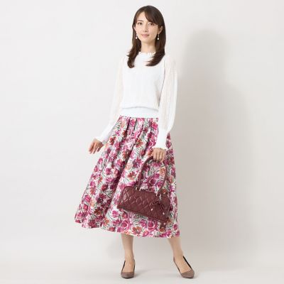 アートフラワープリント タックフレアスカート | TO BE CHIC (Women