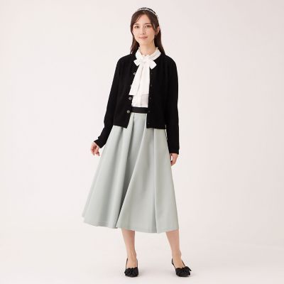 【未使用品】TO BE CHIC スカートスーツ　グレー　リボン ランダムタック ツイルスカート | TO BE CHIC (Women)/トゥー ビー