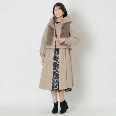 トゥービーシック ホワイトベージュ 上品高級3ウェイダウンコート 40 M L】3WAYタフタ ダウンコート | TO BE CHIC L (Women/大きいサイズ
