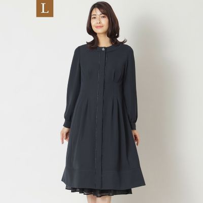 ＜TO BE CHIC L (Women/大きいサイズ)＞【Ｌ】ダブルフェイスサテン　ノーカラーコート