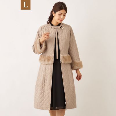 ＜TO BE CHIC L (Women/大きいサイズ)＞【Ｌ】ファーコンビキルティング　２ＷＡＹコート