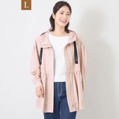 ＜TO BE CHIC L (Women/大きいサイズ)＞【Ｌ】ハイカウントタフタフーデット　コート