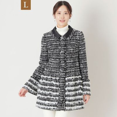 ＜TO BE CHIC L (Women/大きいサイズ)＞【Ｌ】【８０周年記念アイテム】モノトーンファンシーツイードコート