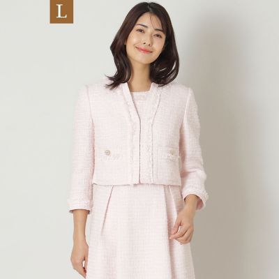 ＜TO BE CHIC L (Women/大きいサイズ)＞【Ｌ】ライトカラーツイード　ショートジャケット