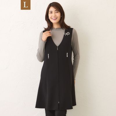 ＜TO BE CHIC L (Women/大きいサイズ)＞【Ｌ】マットストレッチダンボール　ロングジレ