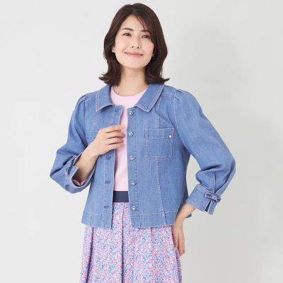 ＜TO BE CHIC L (Women/大きいサイズ)＞【Ｌ】エレガンスデニム　ステンカラージャケット