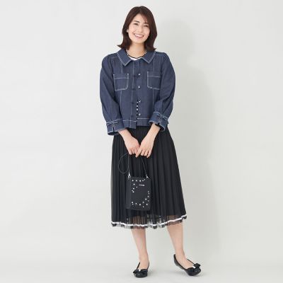 L】エレガンスデニム ステンカラージャケット | TO BE CHIC L (Women