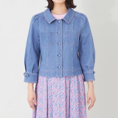 L】エレガンスデニム ステンカラージャケット | TO BE CHIC L (Women