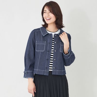 L】エレガンスデニム ステンカラージャケット | TO BE CHIC L (Women