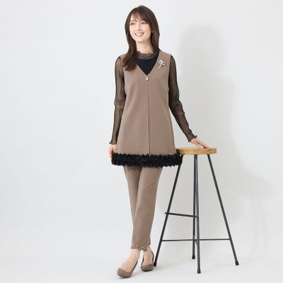 L】マットダンボール ロングフレアジレ | TO BE CHIC L (Women/大きい