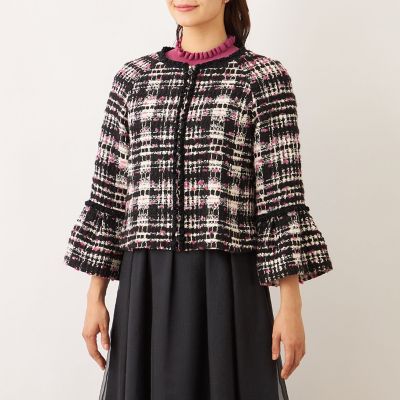 L】ファンシーツイード ノーカラージャケット | TO BE CHIC L (Women