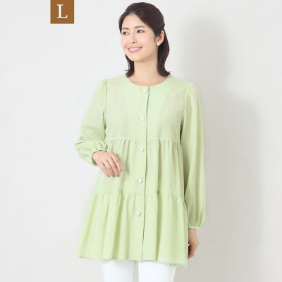 ＜TO BE CHIC L (Women/大きいサイズ)＞【Ｌ】ブライトクロス　ティアードブラウス