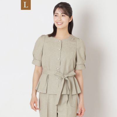 ＜TO BE CHIC L (Women/大きいサイズ)＞【Ｌ】リネンライク　ブラウスジャケット