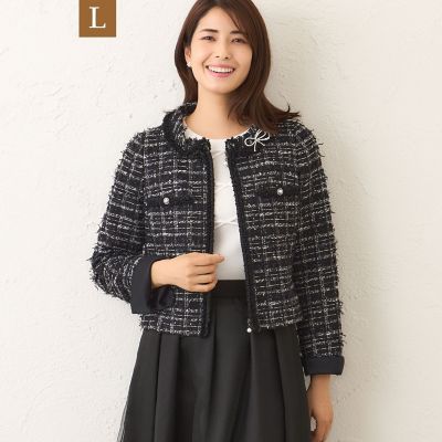 ＜TO BE CHIC L (Women/大きいサイズ)＞【Ｌ】パピヨンファンシーツイード　ジャケット