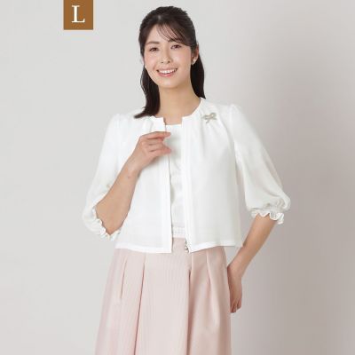 ＜TO BE CHIC L (Women/大きいサイズ)＞【Ｌ】ジョーゼット　ショートブルゾン