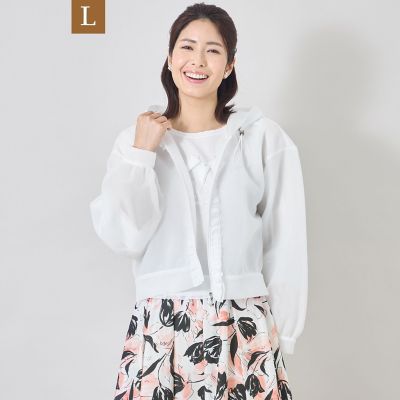 ＜TO BE CHIC L (Women/大きいサイズ)＞【Ｌ】シアーダンボール　フーディ