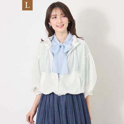 ＜TO BE CHIC L (Women/大きいサイズ)＞【Ｌ】ラッセルエアリー　フリルショートブルゾン
