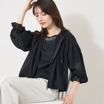L】ラッセルエアリー フリルショートブルゾン | TO BE CHIC L (Women