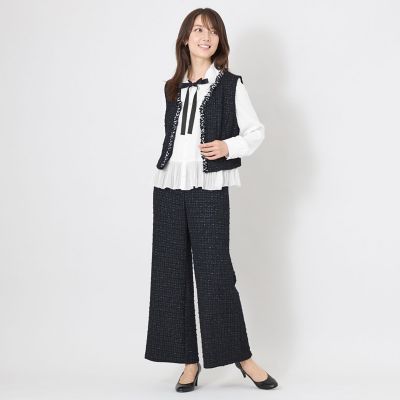 L】ラメブレンド ニットツイード ジレ | TO BE CHIC L (Women/大きい