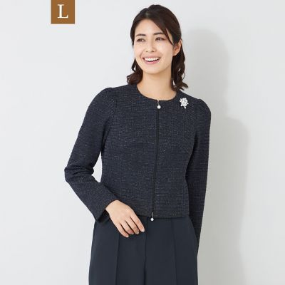 ＜TO BE CHIC L (Women/大きいサイズ)＞【Ｌ】ＭＩＸツイード　ジャケット