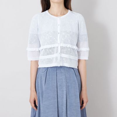 L】ハイツイスト シアーニットカーディガン | TO BE CHIC L (Women