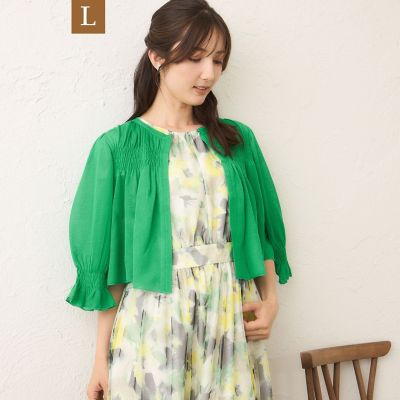 ＜TO BE CHIC L (Women/大きいサイズ)＞【Ｌ】シャーリングショート　ボレロ